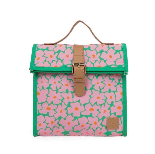 Blossom Pink and Green Insulated Lunch Satchel With Carry Strap