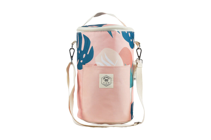 Good Vibes™ Insulated Barrel Cooler Bag with Shoulder Strap - Blush Pink Palm