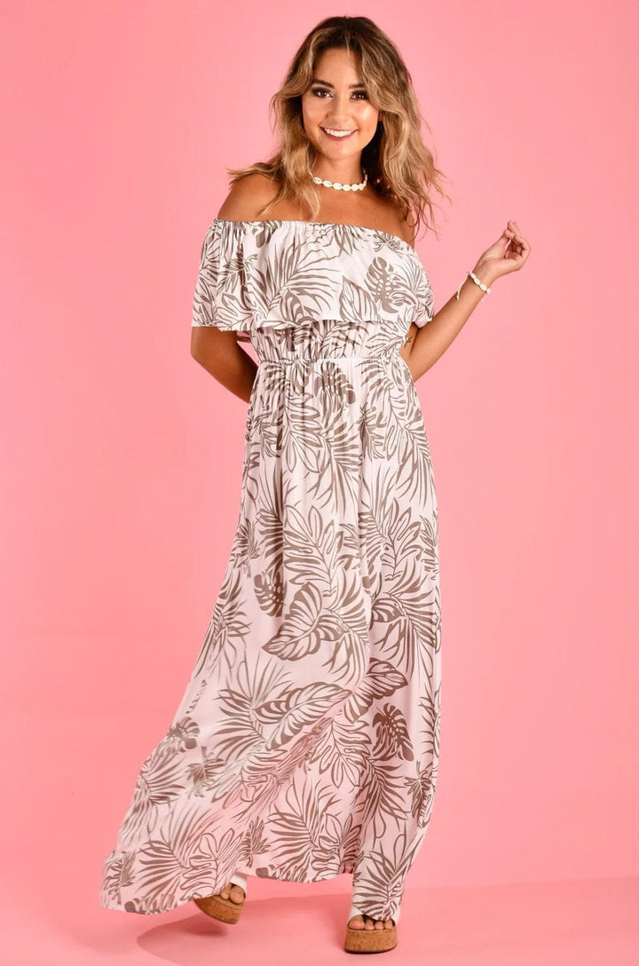 Gypsy Maxi Dress - Palm White