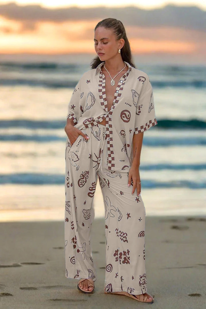 RSVP Brown and Latte Checkerboard Coastal Long Pant