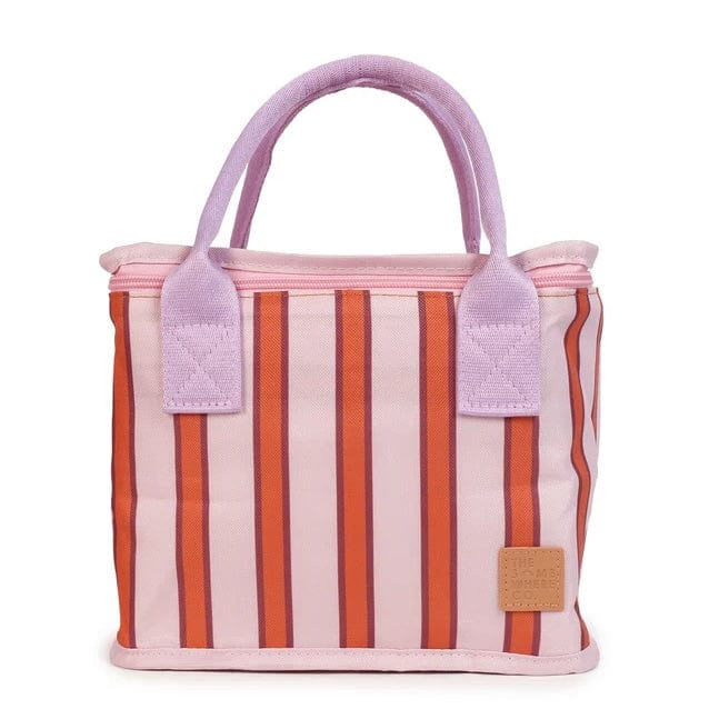 Iced Vovo Candy Stripe Red and Pink Insulated Lunch Bag