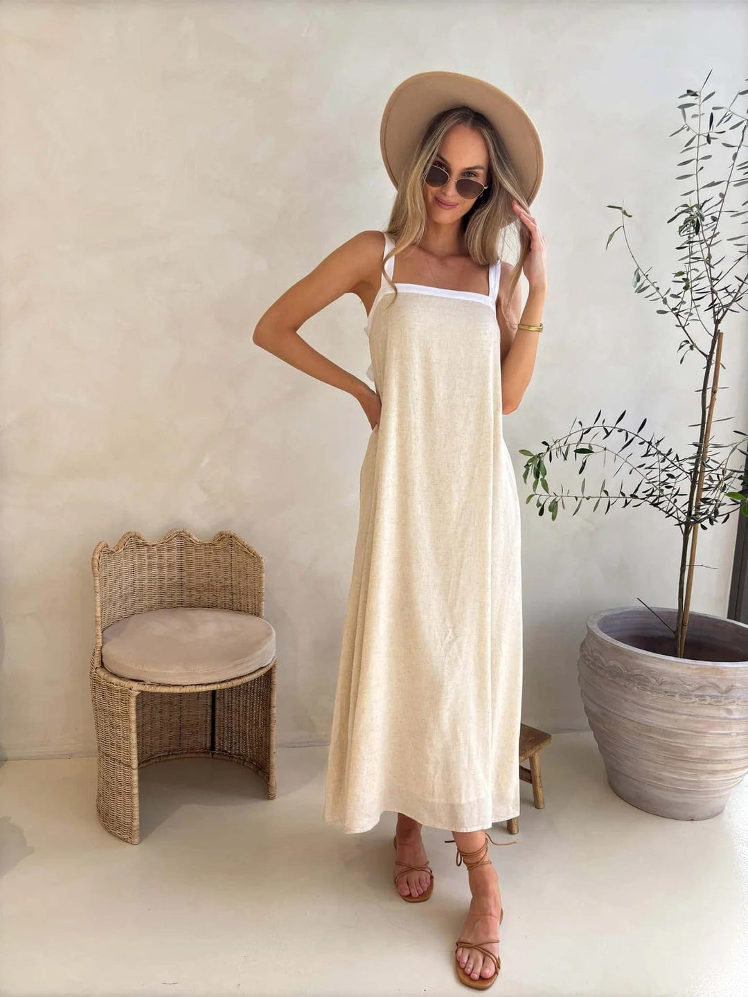 Kiki Maxi Dress - Natural/White