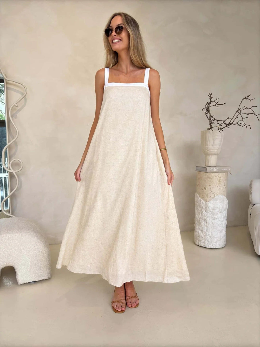 Kiki Maxi Dress - Natural/White