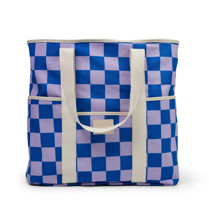 Base Beach Bag - lilac/blue check