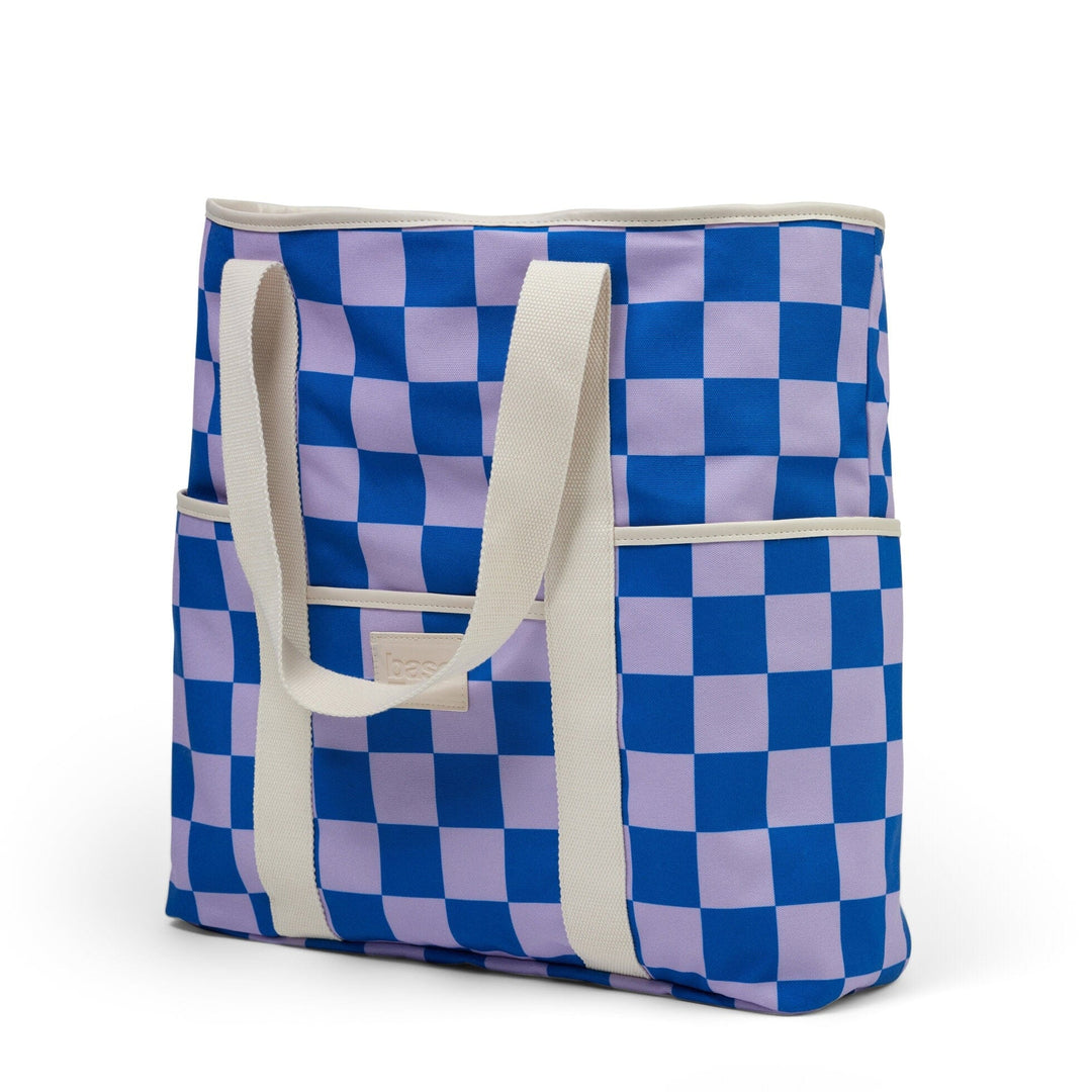 Base Beach Bag - lilac/blue check