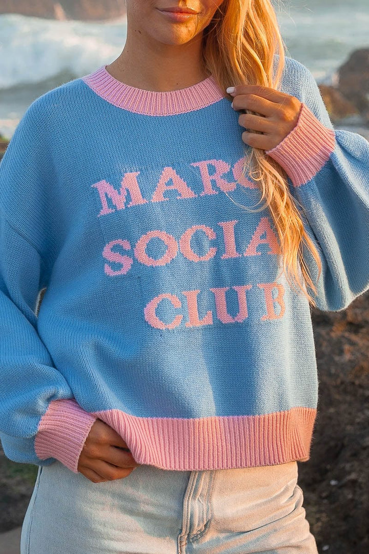 Margs Crew Blue Knit Sweater