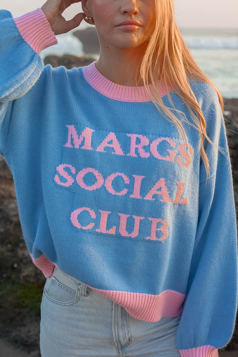 Margs Crew Blue Knit Sweater