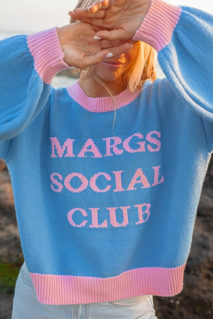 Margs Crew Blue Knit Sweater