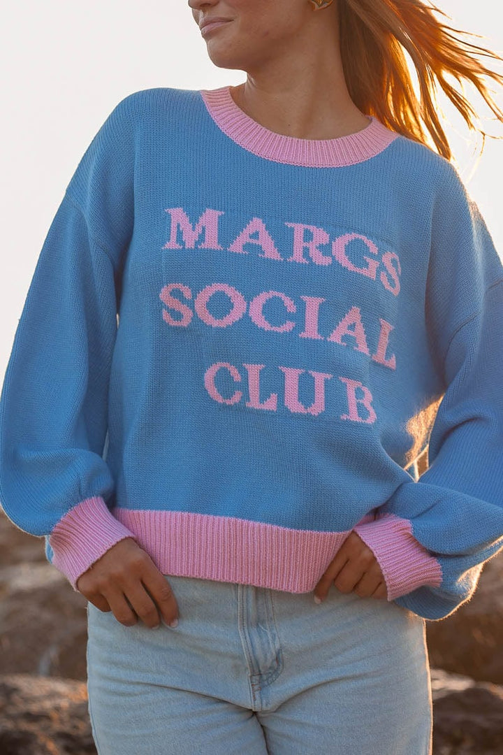 Margs Crew Blue Knit Sweater