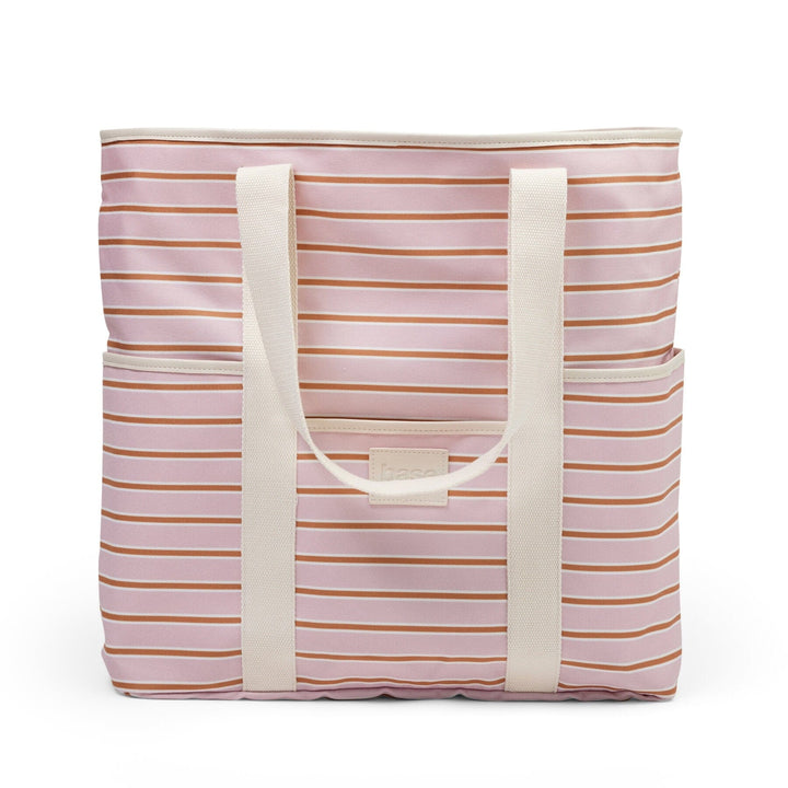 Base Beach Bag - soft pink/rust stripe