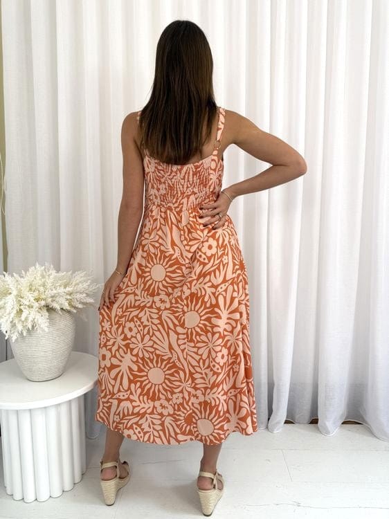 Sol Tangerine Midi Dress