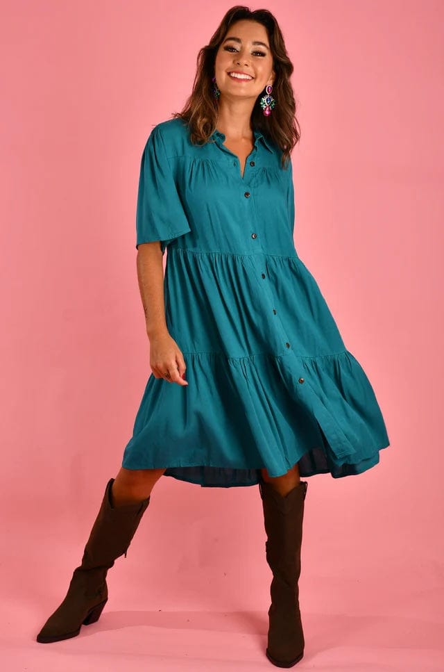 Victoria Swing Dress - Tropical Teal