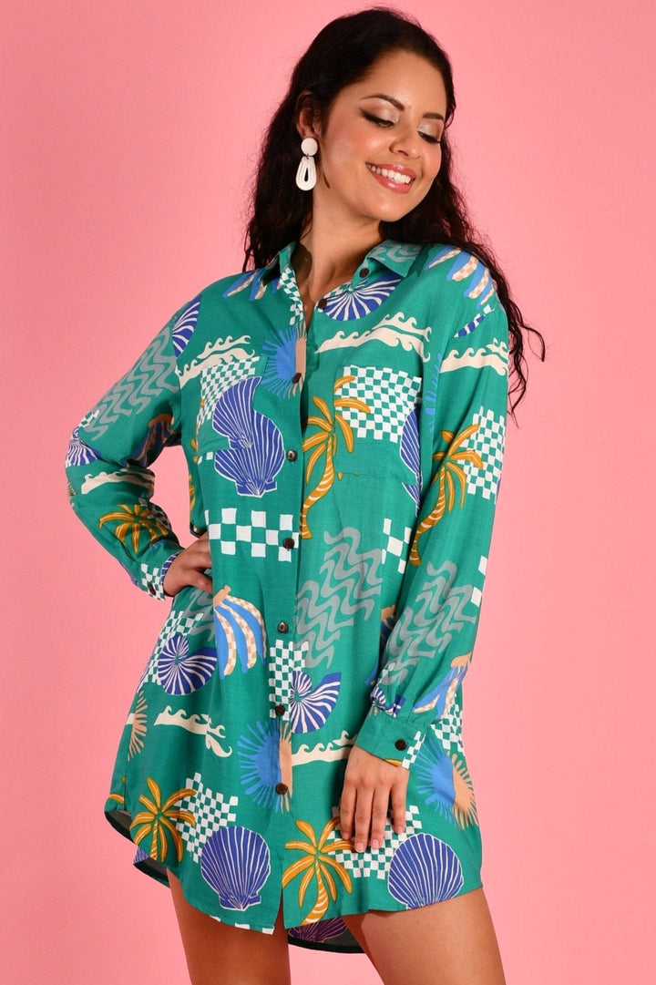 Seychelles Shirt Dress -  Jade Green