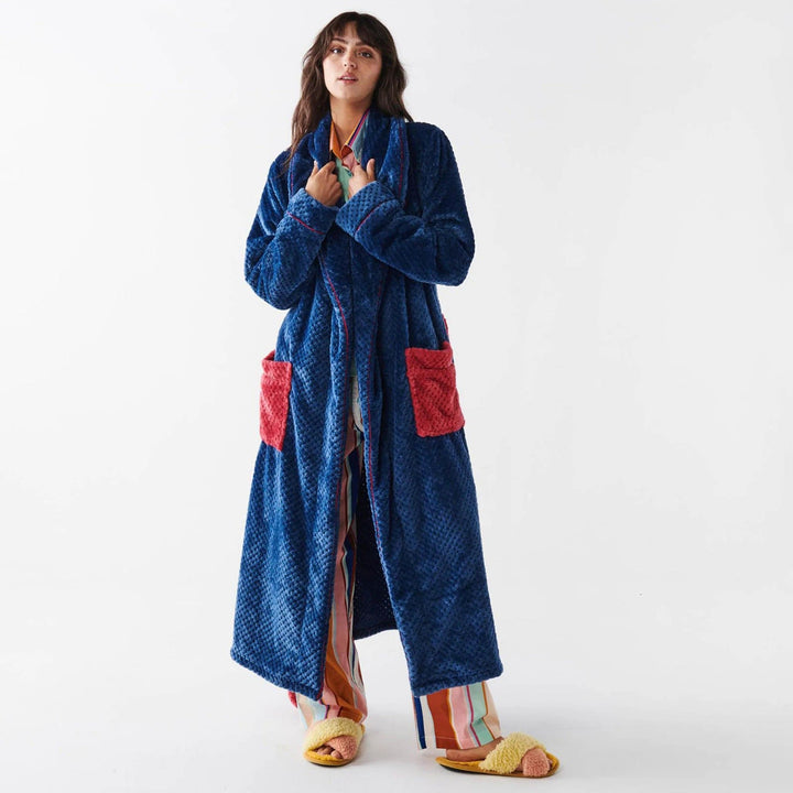 Kip and Co The Plunge Cosy Winter Robe -  Blue and Rouge